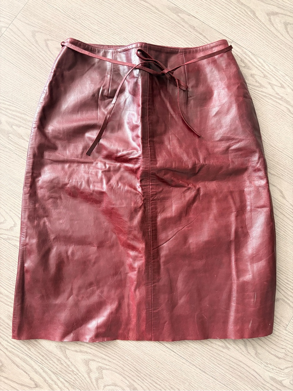 INC Burgundy Leather Pencil Skirt - Size 6